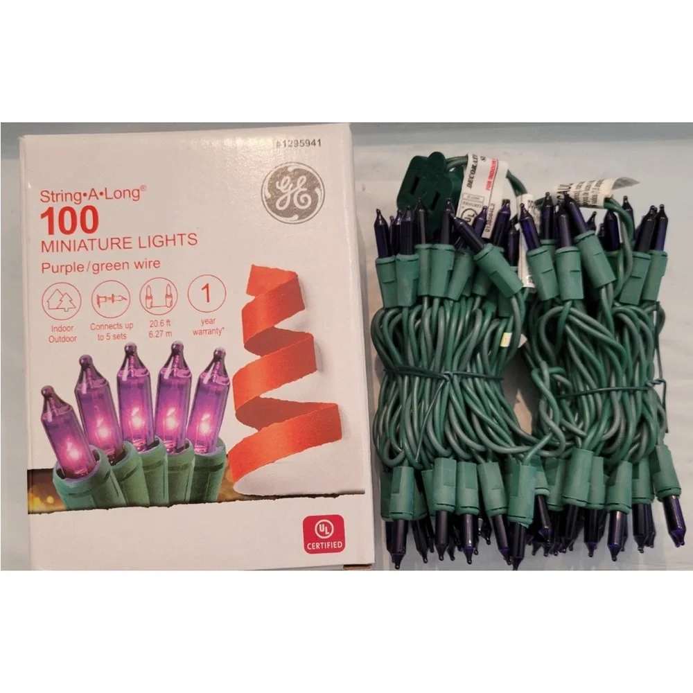 4x GE String-A-Long 100ct Purple String Lights Incandescent Halloween Christmas